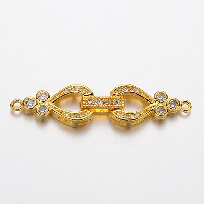 Brass Micro Pave Cubic Zirconia Fold Over Clasps ZIRC-F013-01G-FF-1