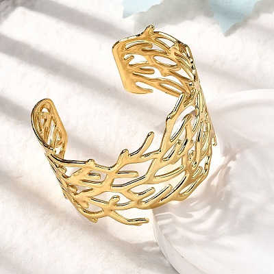 304 Stainless Steel Cuff Bangles BJEW-L705-02G-1