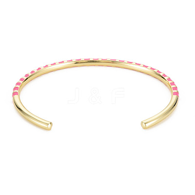Twisted Brass Enamel Cuff Bangle BJEW-T020-02D-NF-1
