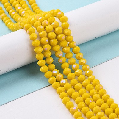 Electroplate Opaque Solid Color Glass Beads Strands EGLA-A034-P6mm-L02-1