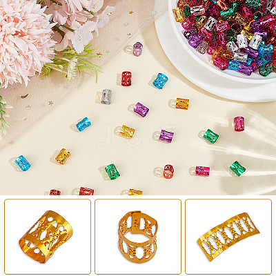 300Pcs Aluminum Dreadlocks Beads Hair Decoration ALUM-PA0001-03-1
