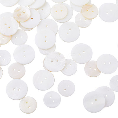 52Pcs 2 Style 2-Hole Freshwater Shell Buttons SHEL-GF0001-02-1