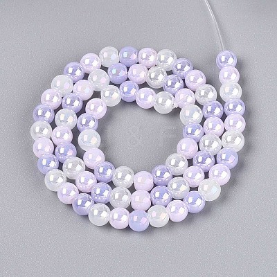 Electroplate Glass Beads Strands EGLA-N019-6mm-01-1