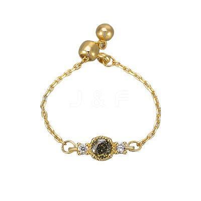 Adjustable Brass Micro Pave Cubic Zirconia Finger Rings WG86157-01-1