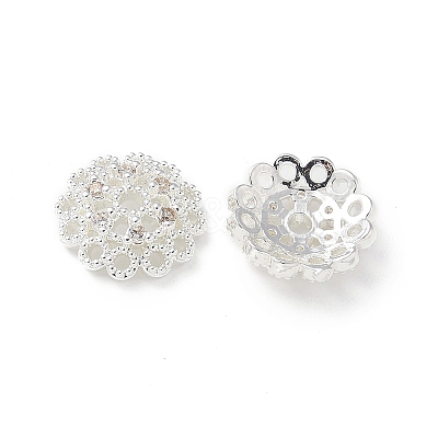 Brass Clear Cubic Zirconia Bead Caps KK-A236-15C-S-1