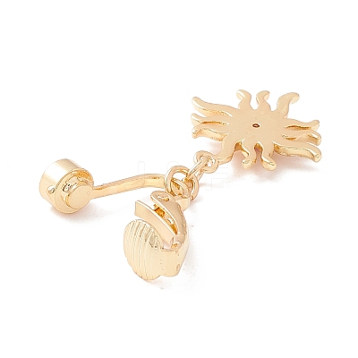 Rhinestone Sun Charm Belly Ring LS-AJEW-F057-14G-1