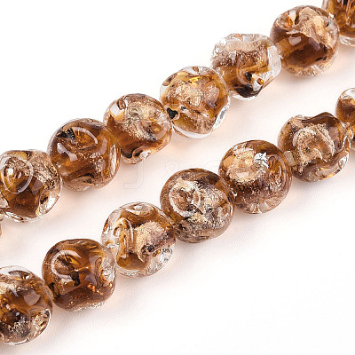 Handmade Gold Foil Glass Beads Strands FOIL-N029-04D-1