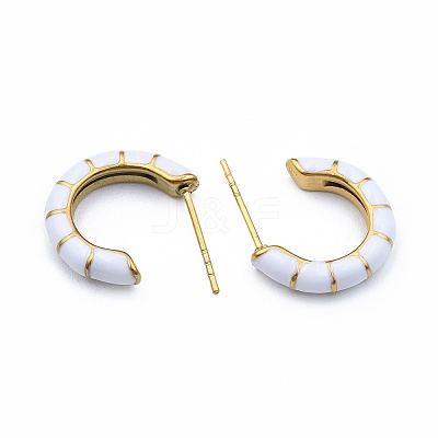 Enamel C-shape Stud Earrings EJEW-N052-05C-1