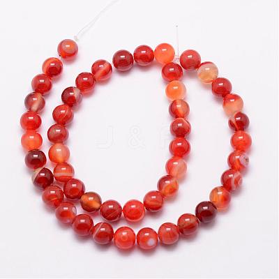 Natural Striped Agate/Banded Agate Bead Strands G-K166-13-8mm-08-1