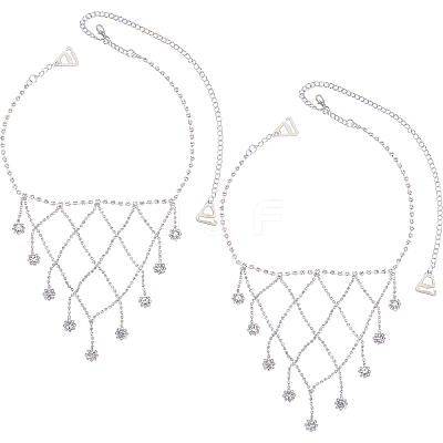 2Pcs Iron Rhinestone Sexy Shoulder Bra Body Chain FIND-GF0006-74A-1