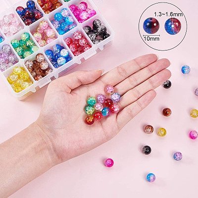 Spray Painted Crackle Glass Beads CCG-PH0002-12-1