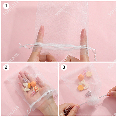100Pcs Organza Bags Jewellery Storage Pouches Wedding Favour Party Mesh Drawstring Gift OP-SP0001-01B-1