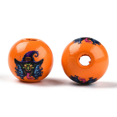 Halloween Theme Wood European Beads WOOD-N016-04G-1