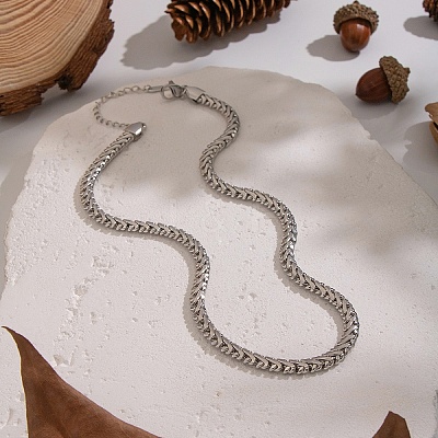 5.6MM European 304 Stainless Steel Wheat Chain Necklaces RH9745-2-1