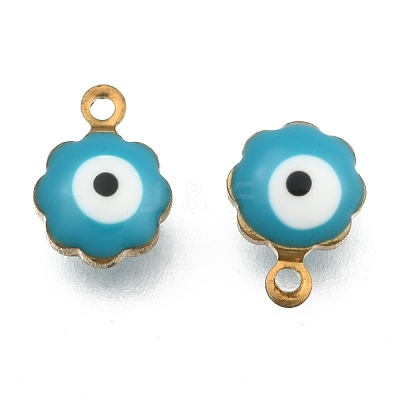 Golden Tone Brass Enamel Charms KK-Q571-05E-1