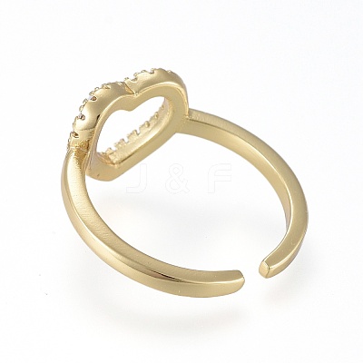 Brass Micro Pave Clear Cubic Zirconia Cuff Rings RJEW-K232-07G-1
