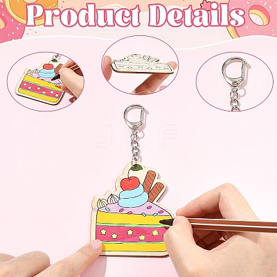 36Pcs Dessert Wooden Keychains ST-CJ0028-15-1