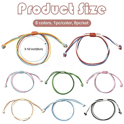8Pcs 8 Colors Korean Waxed Polyester Cord Braided Bead Bracelets BJEW-FS00024-1