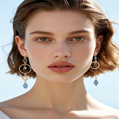 1 Pair Alloy Rhinestone Dangle Stud Earrings EJEW-LP0007-114-1
