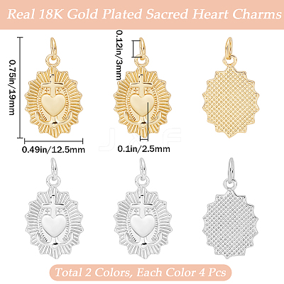 8Pcs 2 Colors Brass Pendants KK-BBC0013-01-1