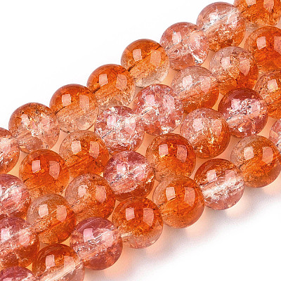 Transparent Crackle Baking Paint Glass Beads Strands X1-DGLA-T003-01A-11-1