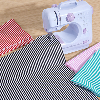 Stripe Cotton Fabric DIY-WH0671-390C-1