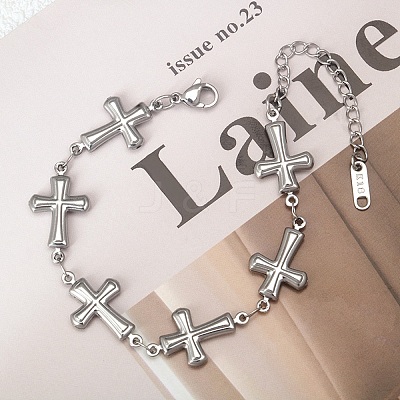 304 Stainless Steel Link Bracelets for Women LS-BJEW-Q041-01B-P-1