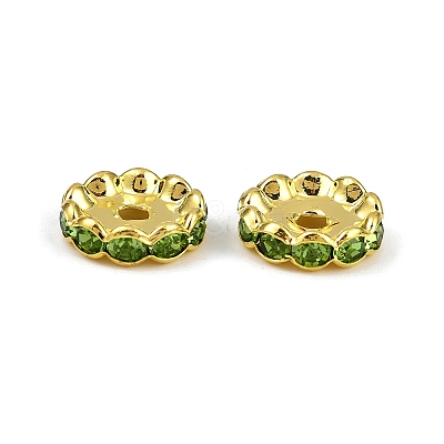 Brass Rhinestone Spacer Beads RB-A014-L12mm-07G-1