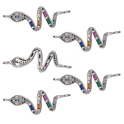 5Pcs Brass Micro Pave Cubic Zirconia Links Connectors ZIRC-SZ0002-80P-1
