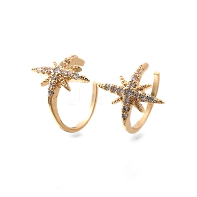 Brass Clear Cubic Zirconia Cuff Earrings EJEW-Q025-05G-1