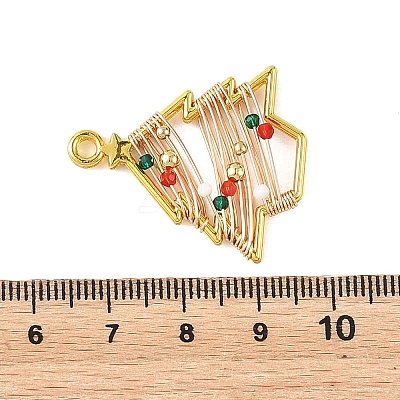 Christmas Zinc Alloy & Glass Beads Pendants PALLOY-TA00441-1