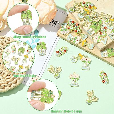 30Pcs 5 Styles Alloy Enamel Pendants ENAM-CJ0007-10-1