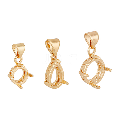 3Pcs 3 Styles Brass Pendant Cabochon Settings KK-DC0002-89-1