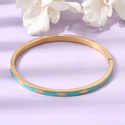 304 Stainless Steel Enamel Hinged Cuff Bangles for Women SA-CBAC920-15G-01D-1