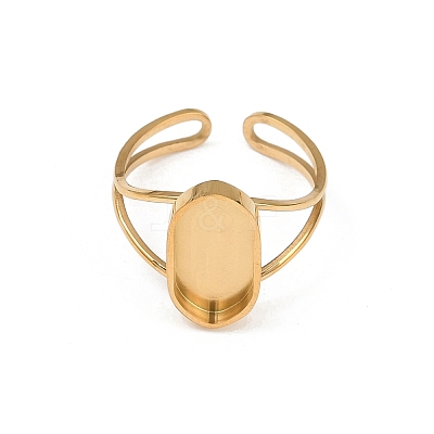 Real 18K Gold Plated 304 Stainless Steel Cuff Ring Components STAS-A191-12C-G-1