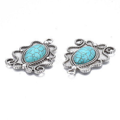 Synthetic Turquoise Pendants Settings for Enamel PALLOY-N157-032-1