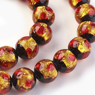 Handmade Silver Foil Glass Lampwork Beads LAMP-P051-G06-10mm-1