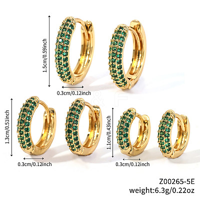 Elegant Brass Pave Cubic Zirconia Hoop Earrings GU7152-3-1
