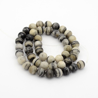 Natural Zebra Jasper Round Bead Strands G-P070-57-12mm-1