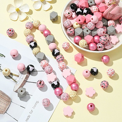 DIY Animal Cattle Theme Wooden Beaded Keychain Making Kits DIY-YW0008-69B-1