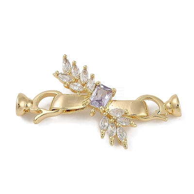 Brass Micro Pave Clear Cubic Zirconia Fold Over Clasps FIND-U017-11G-1