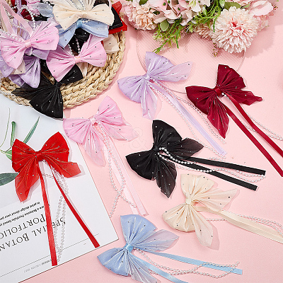 28Pcs 7 Colors Polyester Resin Bowknot Ornament Accessories DIY-SP0004-79-1