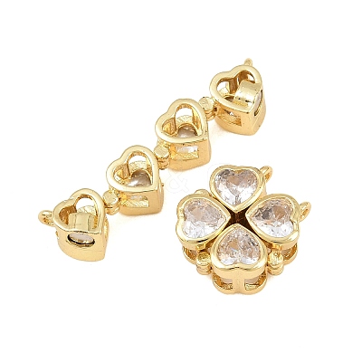 Brass Pave Clear Cubic Zirconia Connector Charms Magnet Links CU-CBA48B8-02G-1