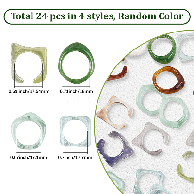 4 Styles Resin & Acrylic Finger Rings for Women RJEW-SC0001-24-1