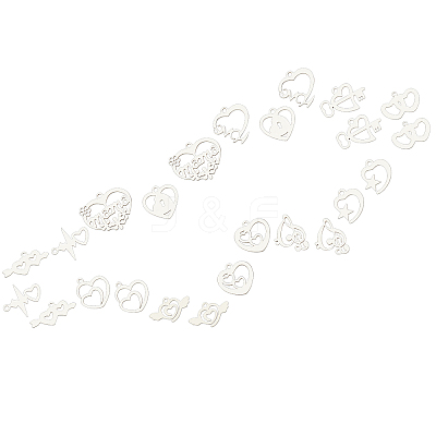 24Pcs 12 Styles 201 Stainless Steel Pendants STAS-SC0002-85-1
