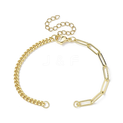 Brass Curb & Paperclip Chains Bracelet Making BJEW-JB10030-01-1