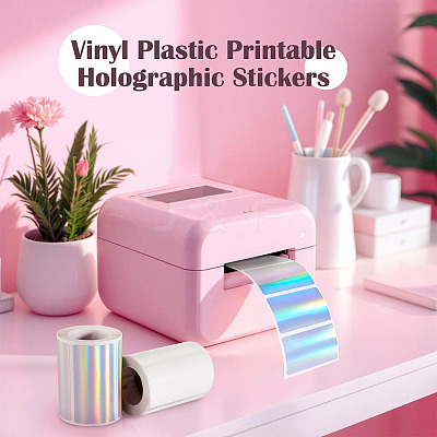 3 Rolls 3 Styles Vinyl Plastic Printable Holographic Stickers OFST-TA0001-10E-1