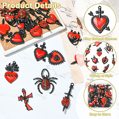 20Pcs 10 Styles Baking Paint Alloy Enamel Pendants ENAM-CJ0007-58-1