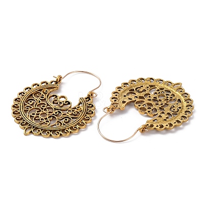 Alloy Hollow Out Flower Hoop Earrings EJEW-WH0011-12AG-1