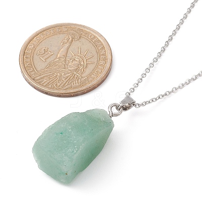 Natural Green Aventurine Nugget Pendant Necklaces NJEW-JN04507-03-1